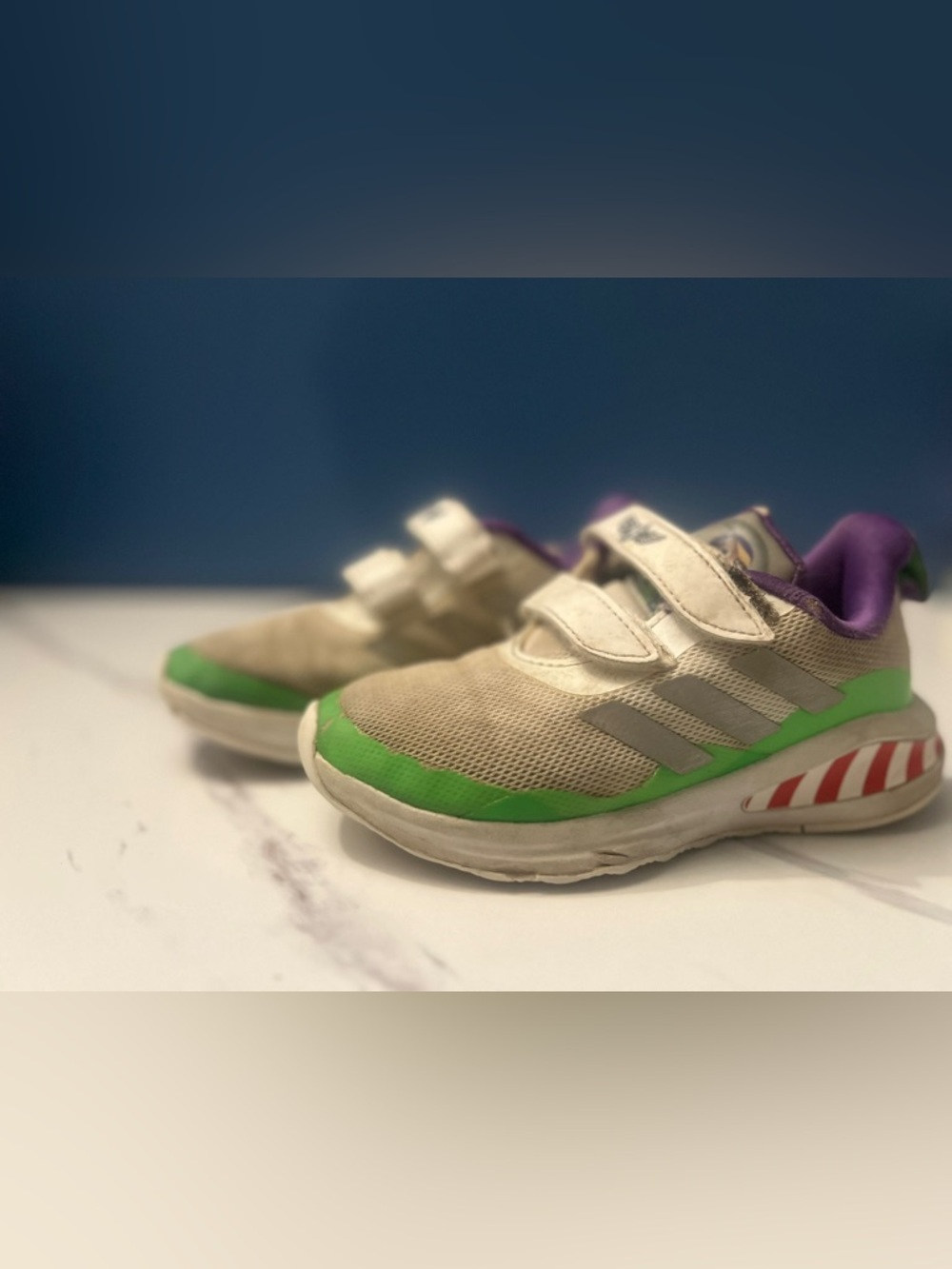 adidas Kids Sneakers in Beige with Green & Purple Accents